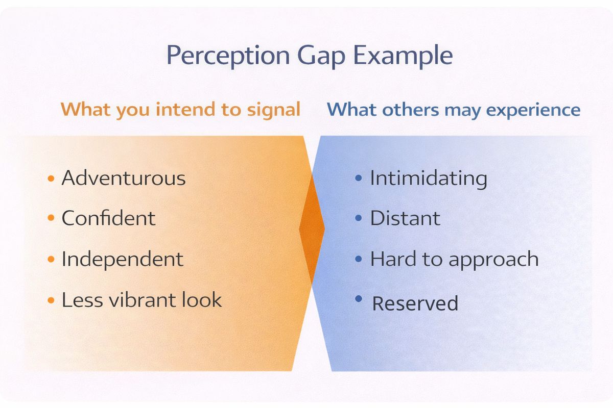 Perception Gap Example — what you intend to signal vs. what others may experience