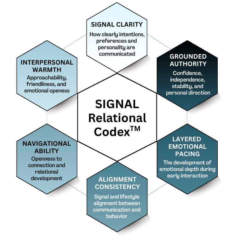 SIGNAL Relational Codex Dimensions - six core relational signals diagram